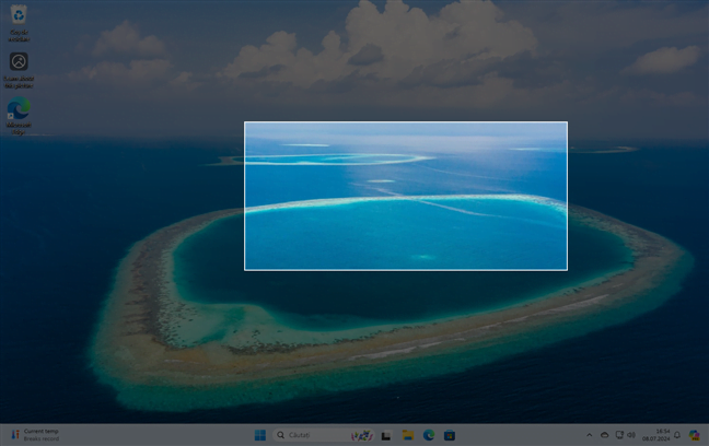 Screenshot al unei regiuni în Windows 11