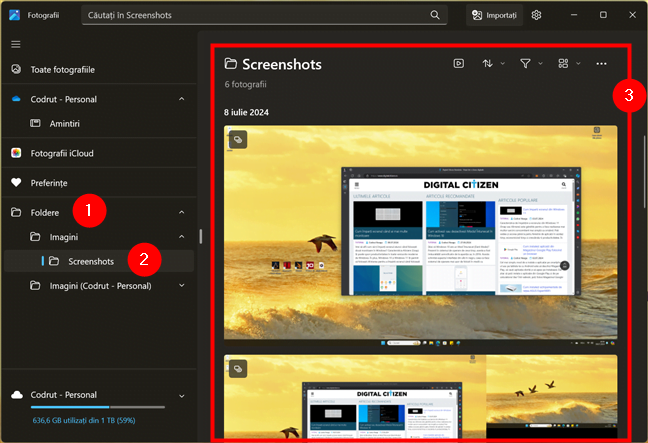 Capturi de ecran în Fotografii pe Windows 11