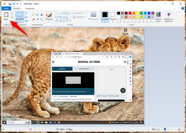 CapturÄ de ecran a unei ferestre active în Paint pe Windows 10