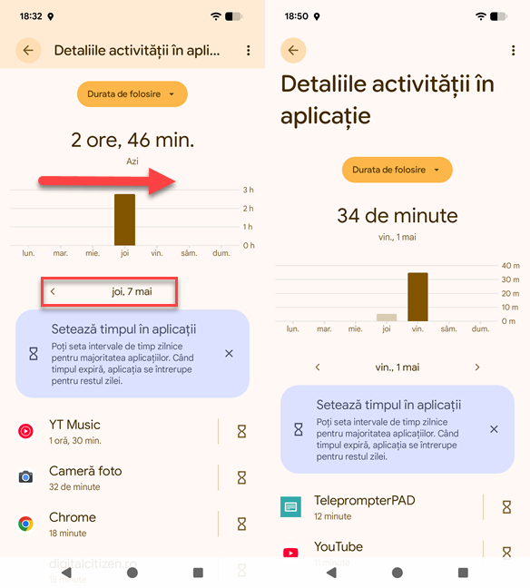 Vezi c&Atilde;&cent;t timp &Egrave;i-ai folosit telefonul &Atilde;&reg;n fiecare zi