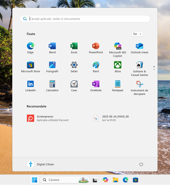 Meniul Start din Windows 11 nu are dale dinamice
