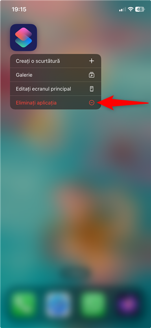 ApasÄ pe EliminaÈi aplicaÈia în meniul contextual