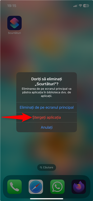 Alege ÈtergeÈi aplicaÈia în fereastra pop-up