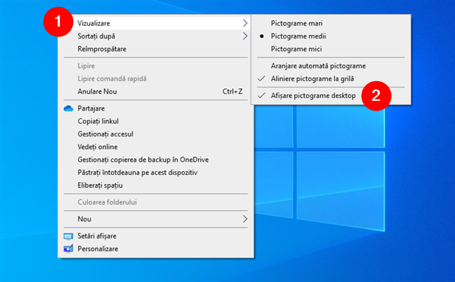 Cum ascunzi pictogramele de pe desktop în Windows 10