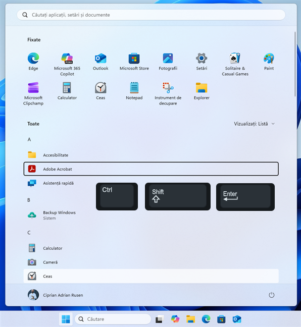 Apas&Auml; CTRL + SHIFT + Enter cu aplica&Egrave;ia selectat&Auml; &Atilde;&reg;n prealabil