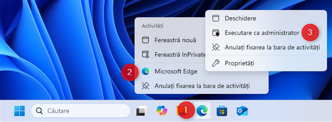 Executare ca administrator din bara de activit&Auml;&Egrave;i