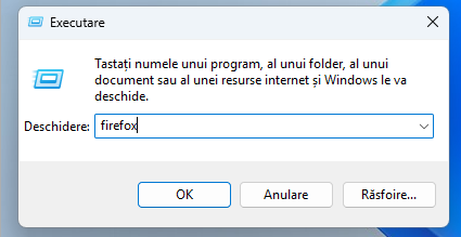 Introdu numele executabilului &Atilde;&reg;n fereastra Executare