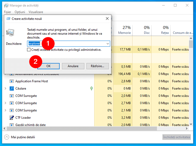 Cum deschizi File Explorer folosind Managerul de activitÄƒÈ›i