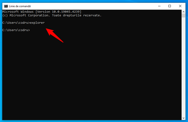 Cum deschizi File Explorer din CMD