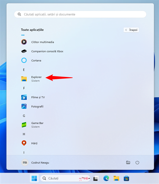 Cum deschizi File Explorer folosind scurtÄƒtura sa din Meniul Start Ã®n Windows 11