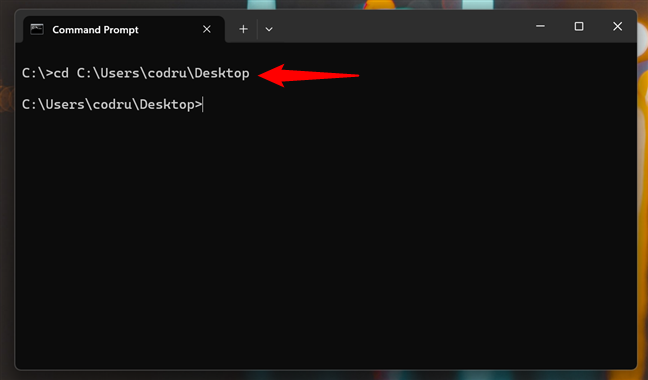 SchimbÄ calea pentru a accesa folderul Desktop în CMD