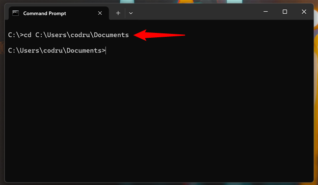 SchimbÄ folderul în folderul Documente al unui utilizator în CMD