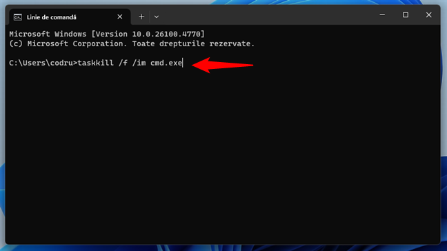 FoloseÈte comanda taskkill pentru a termina procese