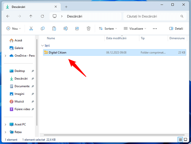 Un folder ZIP Ã®n Windows 11