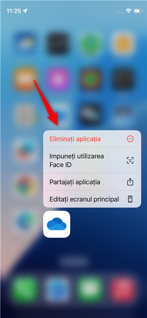 DezinstaleazÄ OneDrive în iOS