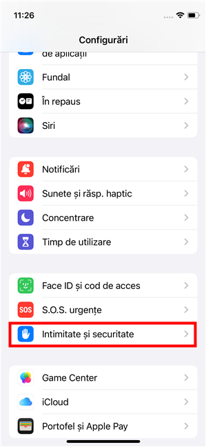 AcceseazÄ setÄrile de Intimitate Èi securitate pe iPhone-ul tÄu