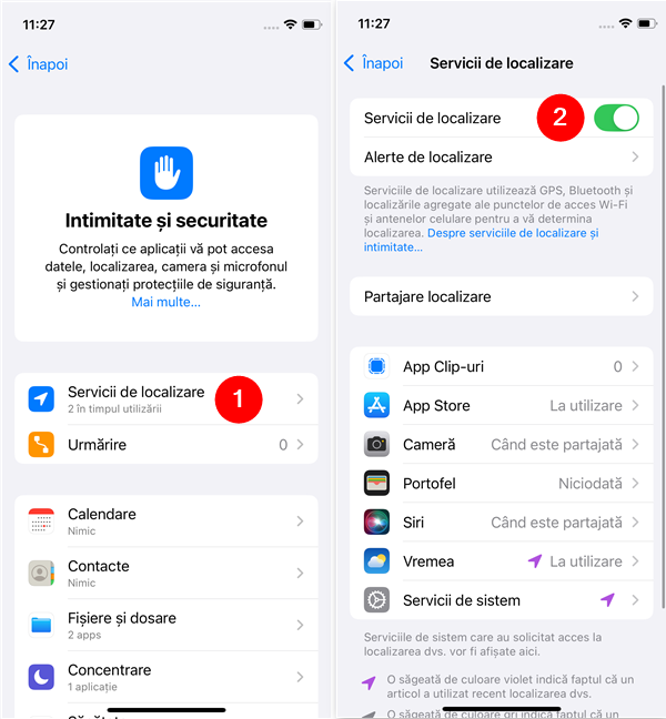 ActiveazÄ Servicii de localizare pe iPhone-ul tÄu