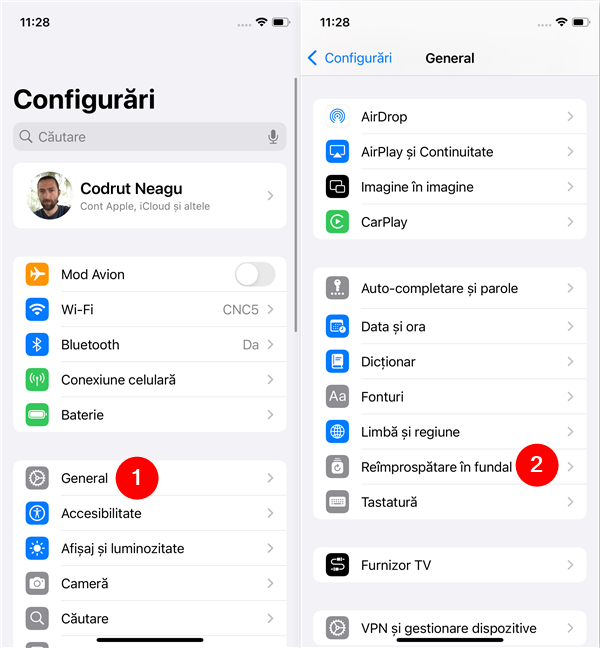 AcceseazÄ ReîmprospÄtare în fundal pe iPhone-ul tÄu