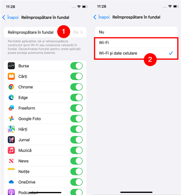 ActiveazÄ ReîmprospÄtare în fundal pe iPhone-ul tÄu