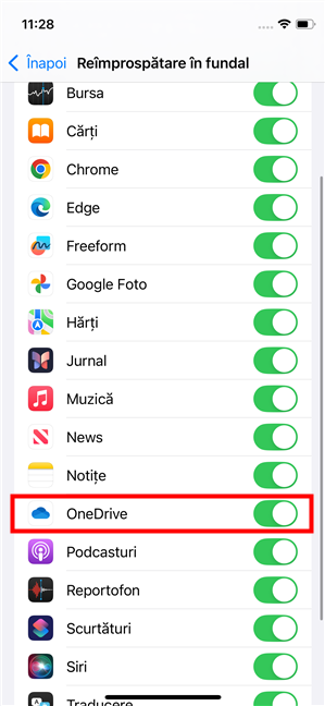 Permite-i lui OneDrive sÄ se reîmprospÄteze în fundal