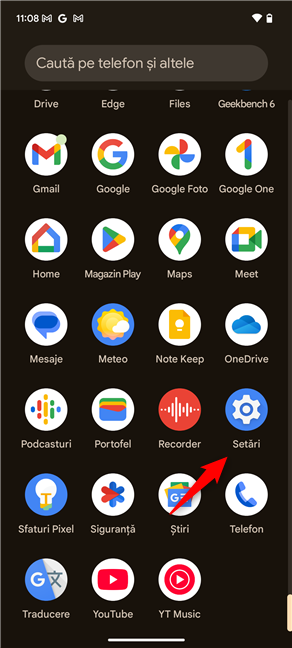 Deschide aplicaÈia SetÄri din Android