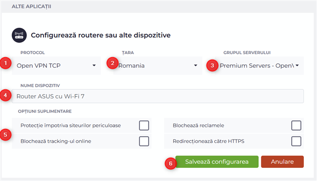 ConfigureazÄ CyberGhost VPN