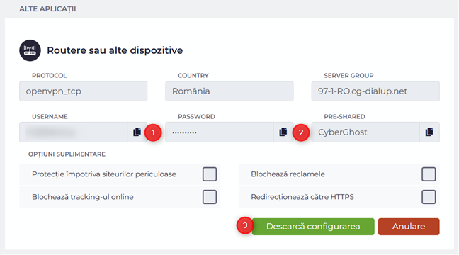 CopiazÄ Èi lipeÈte numele de utilizator Èi parola în Notepad