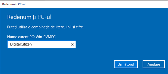 Introdu noul nume al PC-ului