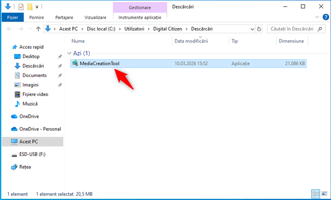 D&Auml; dublu-clic pe MediaCreationTool.exe