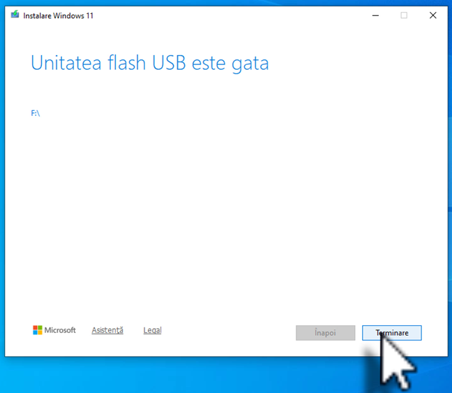 Stickul de memorie USB cu Windows 11 este gata