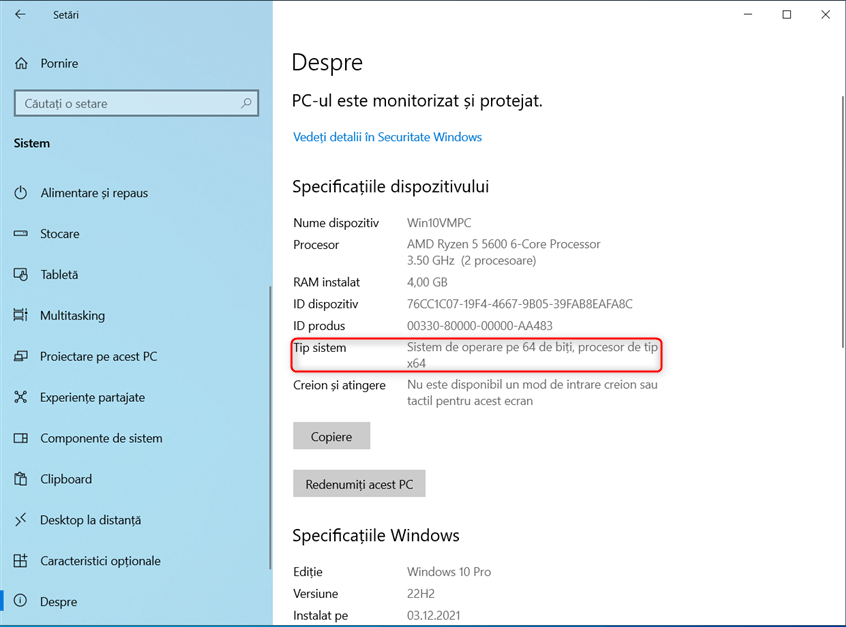 VerificÄƒ dacÄƒ foloseÈ™ti o versiune pe 32 sau pe 64 de biÈ›i a Windows 10