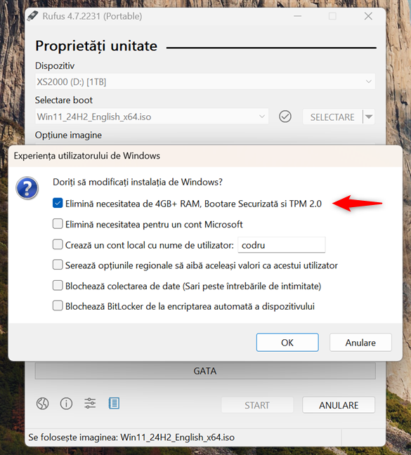 EliminÄ necesitatea de 4GB+ RAM, Bootare SecurizatÄ si TPM 2.0