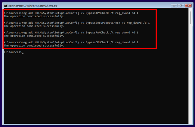 Comenzile care ocolesc verificÄrile TPM, SecureBoot, RAM Èi CPU din Windows 11