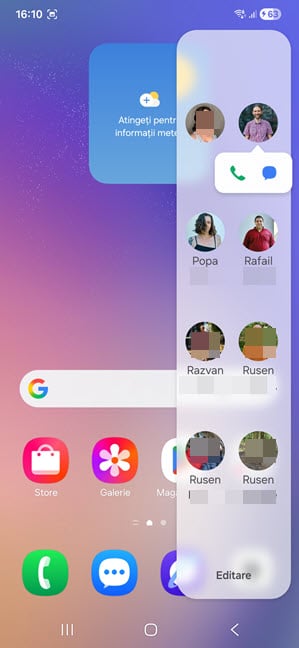 Po&Egrave;i suna contactele favorite din Panourile laterale