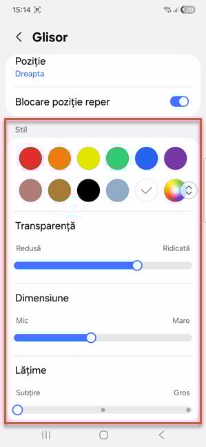 Seteaz&Auml; aspectul Panourilor laterale