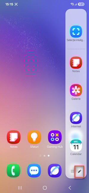 Butonul de Editare pentru panoul Aplica&Egrave;ii