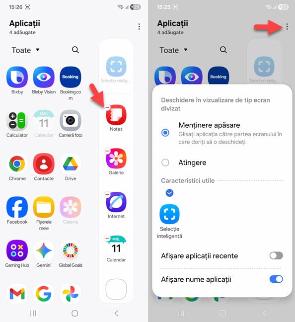 Alege ce aplica&Egrave;ii sunt &Atilde;&reg;n bara lateral&Auml;
