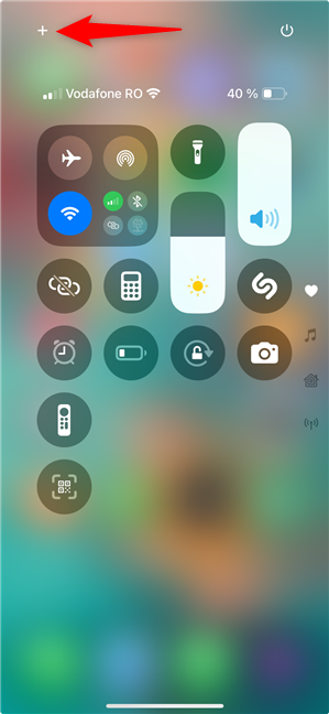 ApasÄ pe + pentru a începe sÄ editezi Centrul de control