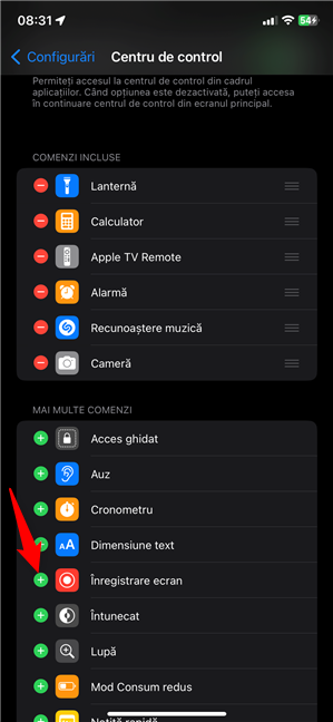 Cum adaugi Ãnregistrare ecran pe un iPhone cu iOS 17 sau cu o versiune mai veche