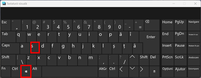 Combina&Egrave;ia de taste pentru C&Auml;utare este Win + S