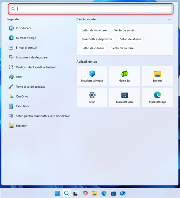 Caseta de C&Auml;utare poate fi &Egrave;i &Atilde;&reg;n partea de sus a ferestrei