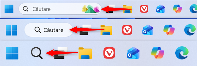 Cum arat&Auml; caseta de C&Auml;utare pe bara de activit&Auml;&Egrave;i