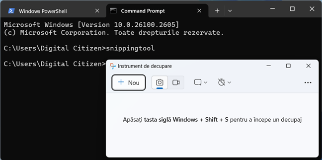 Deschide Instrumentul de decupare din CMD