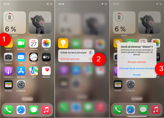 Cum ascunzi o aplicaÈ›ie de pe Ecranul principal al unui iPhone