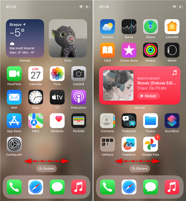 Pagini pe Ecranul principal al unui iPhone 