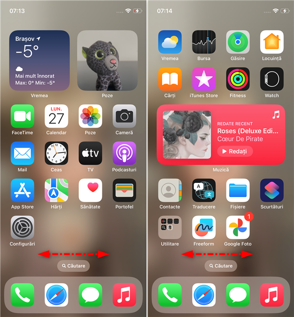 Pagini pe Ecranul principal al unui iPhone
