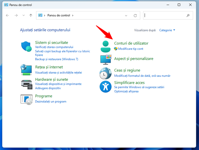 AcceseazÄƒ Conturi de utilizator Ã®n Panoul de control din Windows 11