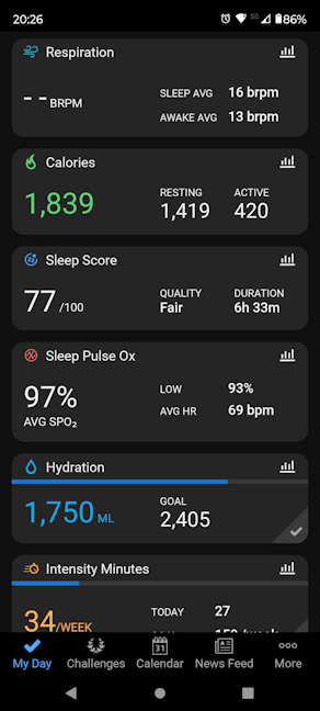 GÄseÈti mai multe date despre sÄnÄtate în Garmin Connect