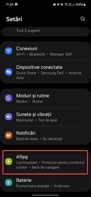 Ãn SetÄri, acceseazÄ AfiÈaj