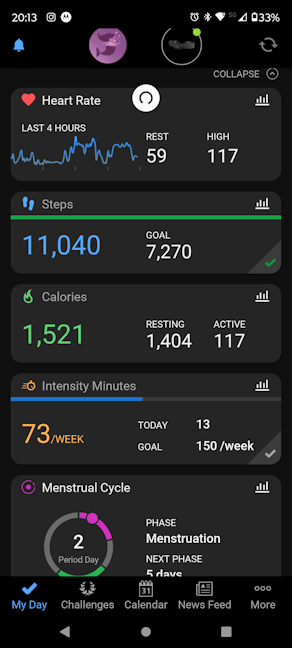 Datele raportate de Garmin HRM-Fit